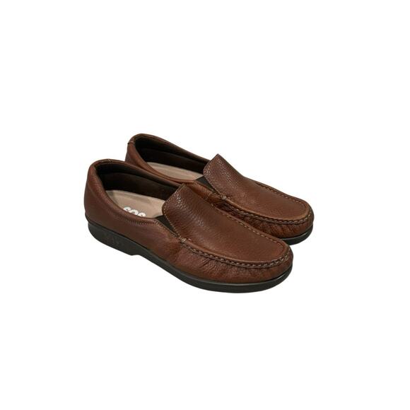 SAS Womens Twin Loafer Size 6.5 S Brown Leather Comfort Tripad Flat Slip On Shoe - Picture 4 of 8